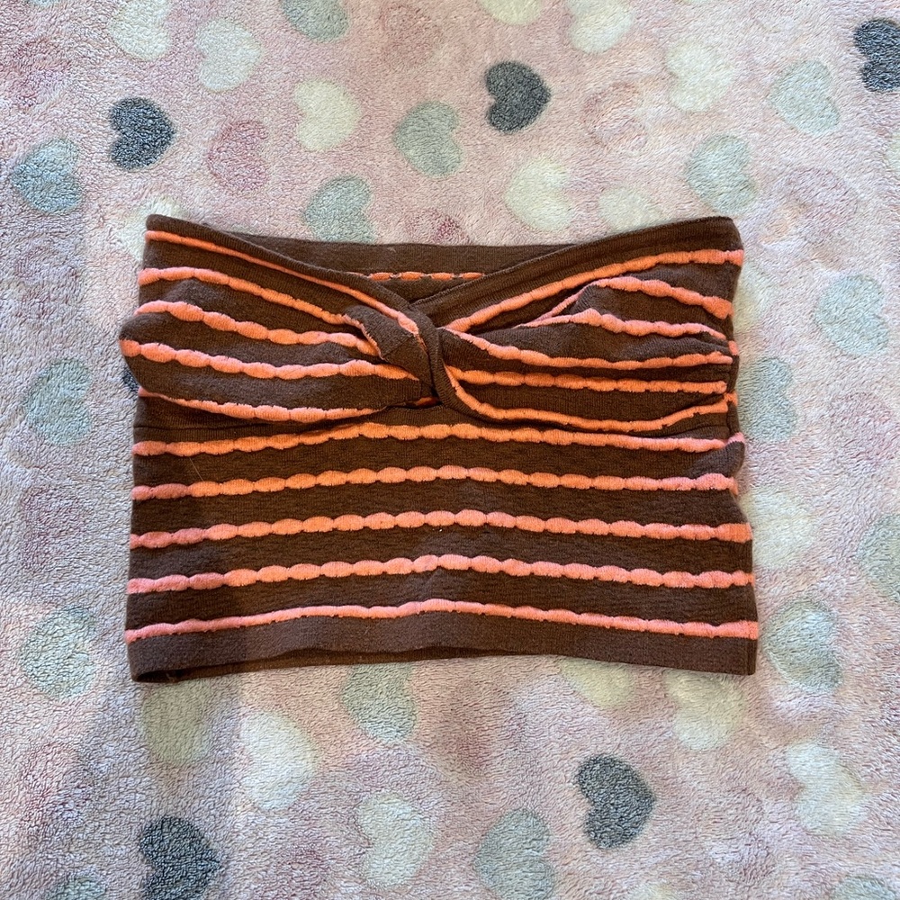Aerie Brown and pink Striped Top